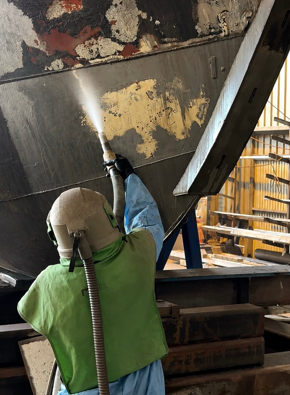 Using Abrasive Blasting to Prepare for a Marine Coating